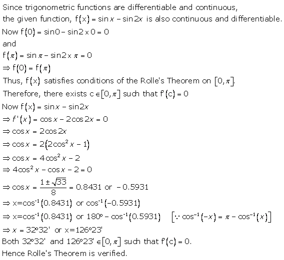 RD Sharma Class 12 Solutions Chapter 15 Online Mean Value Theorems Ex 15.1 Q3(xviii)
