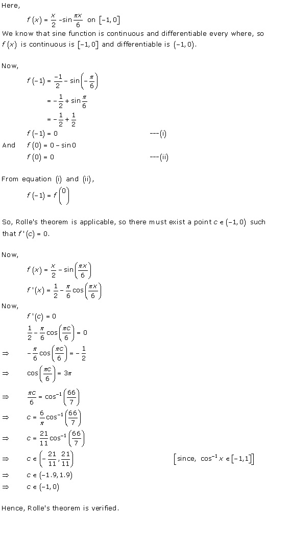 RD Sharma Class 12 Solutions Chapter 15 Mean Value Theorems Ex 15.1 Q6-xiii