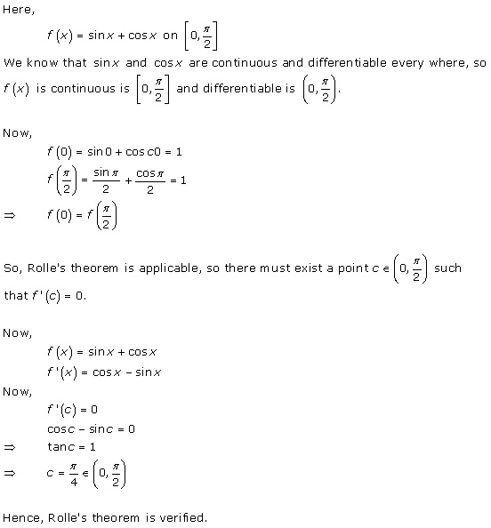 RD Sharma Class 12 Solutions Chapter 15 Mean Value Theorems Ex 15.1 Q6-xi