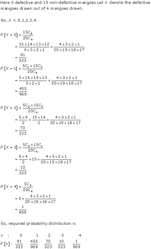 RD Sharma Class 12 Solutions Chapter 32 Mean And Variance of a Random Variable Ex 32.1 Q 11