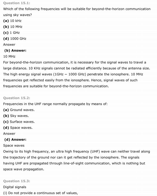 NCERT Solutions For Class 12 Physics Chapter 15 Communication Systems 1