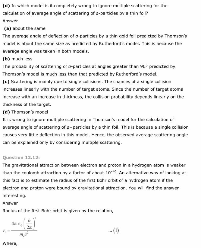 NCERT Solutions For Class 12 Physics Chapter 12 Atoms 11