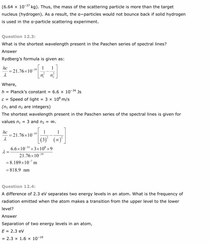 NCERT Solutions For Class 12 Physics Chapter 12 Atoms 2