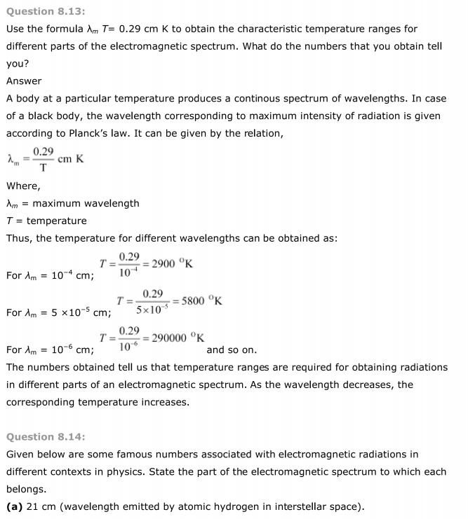 NCERT Solutions For Class 12 Physics Chapter 8 Electromagnetic Waves 13