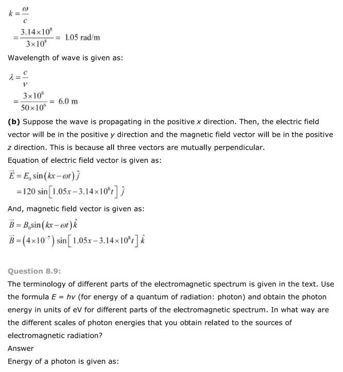 NCERT Solutions For Class 12 Physics Chapter 8 Electromagnetic Waves 7