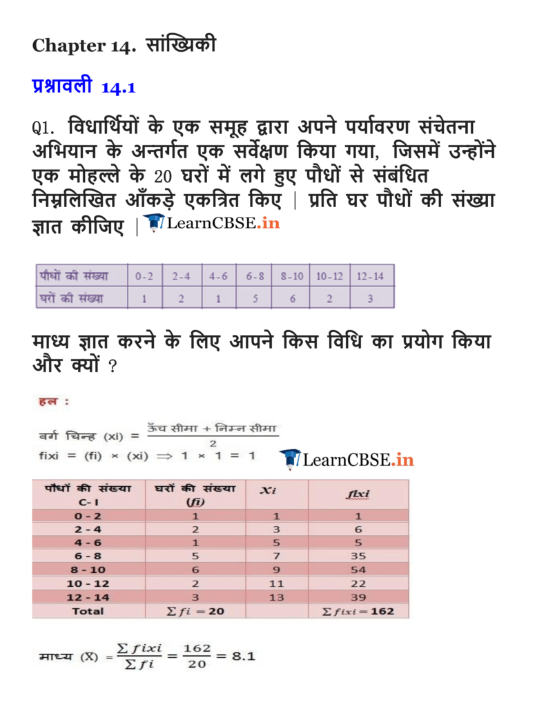 NCERT Solutions for class 10 Maths Chapter 14