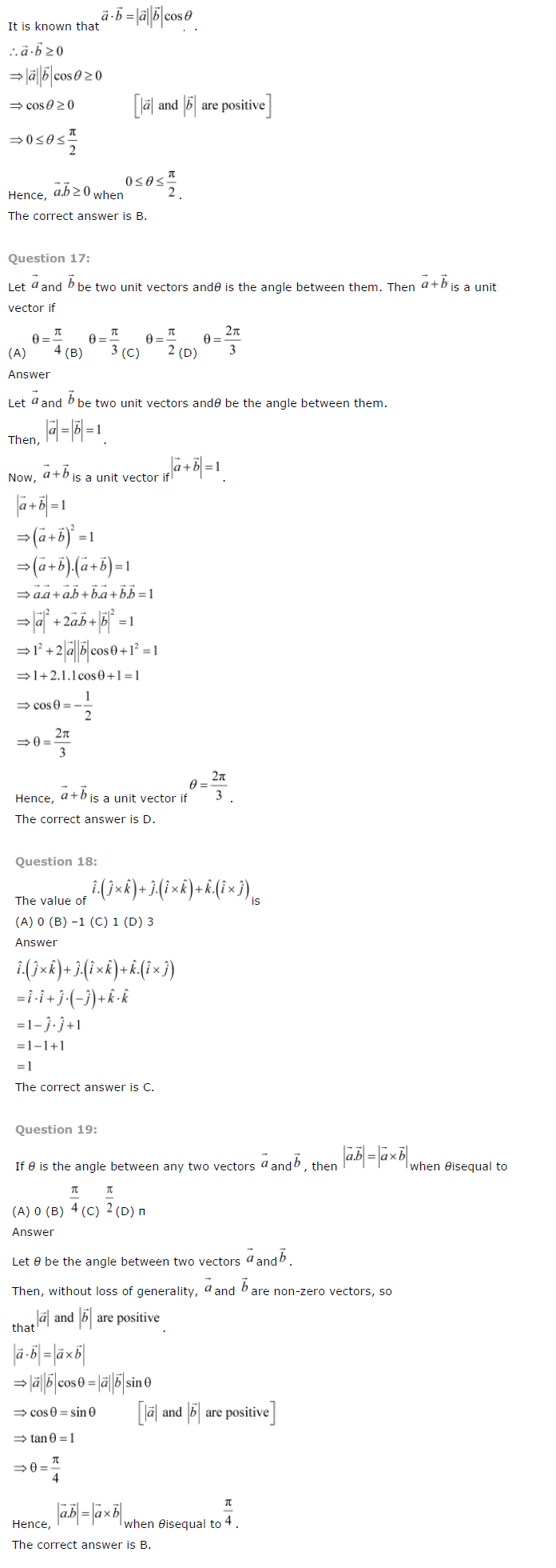 NCERT Solutions for Class 12 Maths Chapter 10 Vector Algebra 8