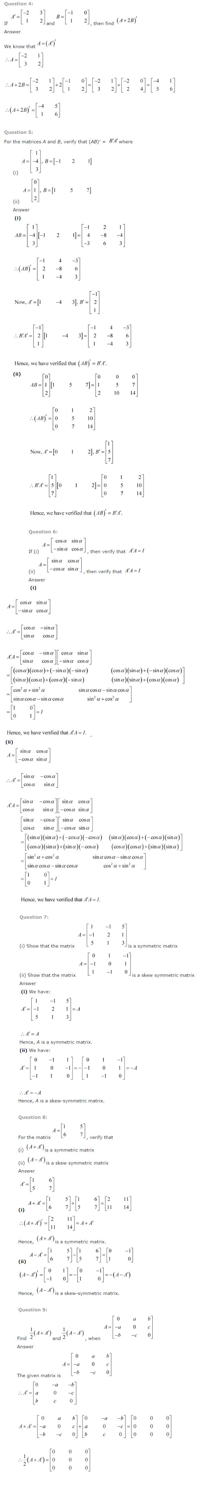 NCERT Solutions for Class 12 Maths Chapter 3 Matrices 7