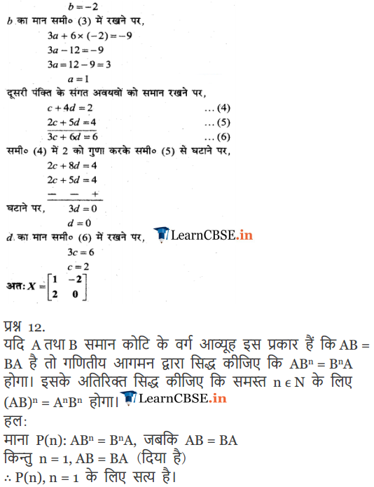 Class 12 Ganit path 3 vividh prashnavali ke hal hindi me