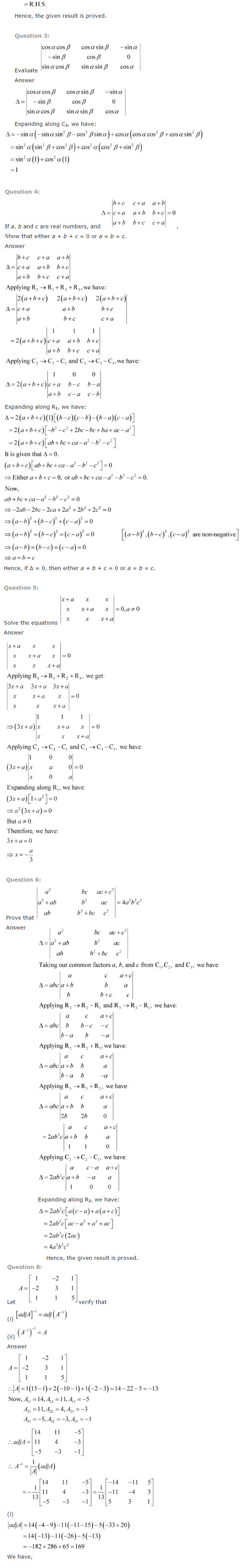 NCERT Solutions for Class 12 Maths Chapter 4 Determinants 14