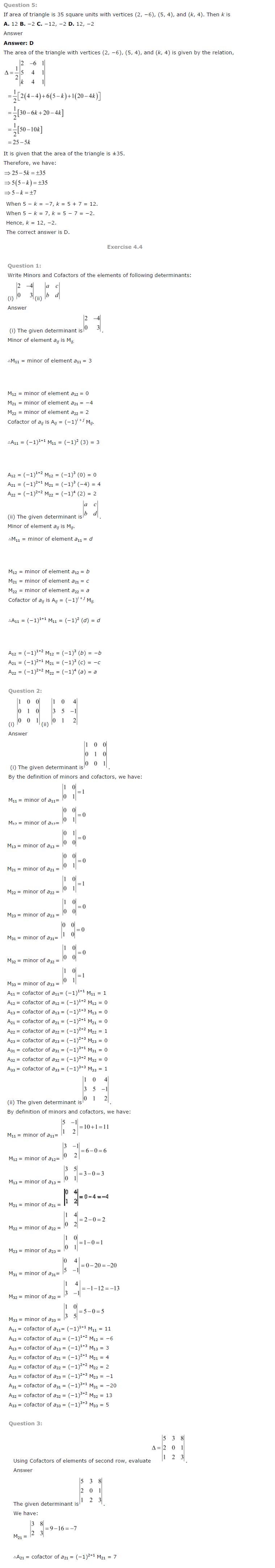 NCERT Solutions for Class 12 Maths Chapter 4 Determinants 6