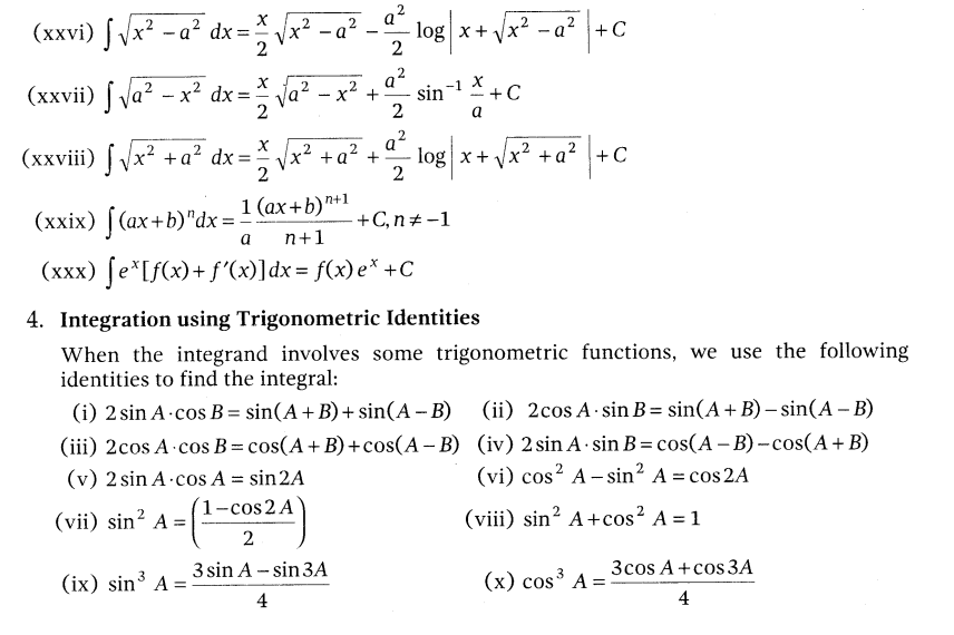 NCERT Solutions for Class 12 Maths Chapter 7 Integrals Integration Formulas 4