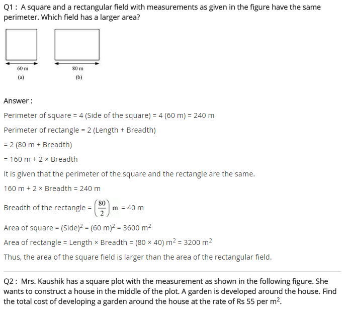 NCERT Solutions for Class 8 Maths Chapter 11 Mensuration Ex 11.1 q-1