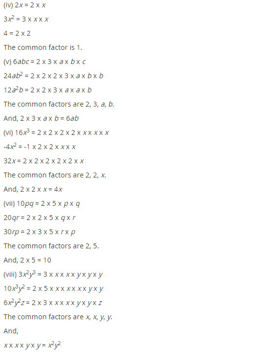 NCERT Solutions for Class 8 Maths Chapter 14 Factorisation Ex 14.1 Q1.1