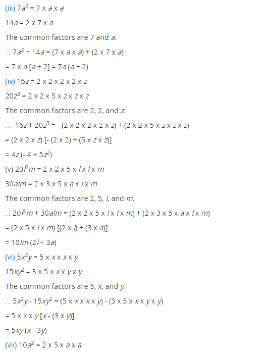 NCERT Solutions for Class 8 Maths Chapter 14 Factorisation Ex 14.1 Q2.1