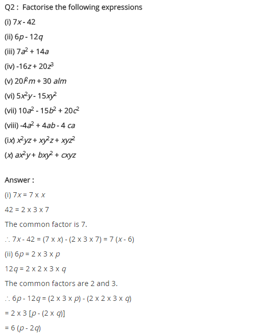 NCERT Solutions for Class 8 Maths Chapter 14 Factorisation Ex 14.1 Q2