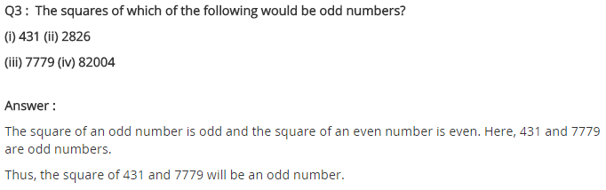 NCERT Solutions for Class 8 Maths Chapter 6 Squares and Square Roots Ex 6.1 Q3