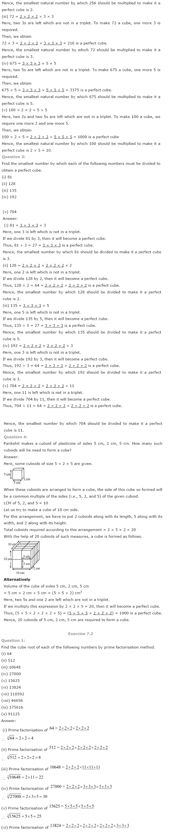 NCERT Solutions for Class 8 Maths Chapter 7 Cubes and Cube Roots Ex 7.2 q-1