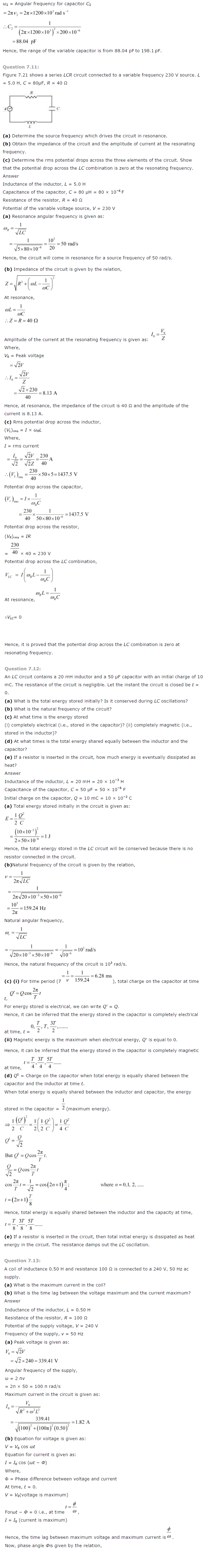 NCERT Class 12th Physics Solutions Chapter 7 Alternating Current 2