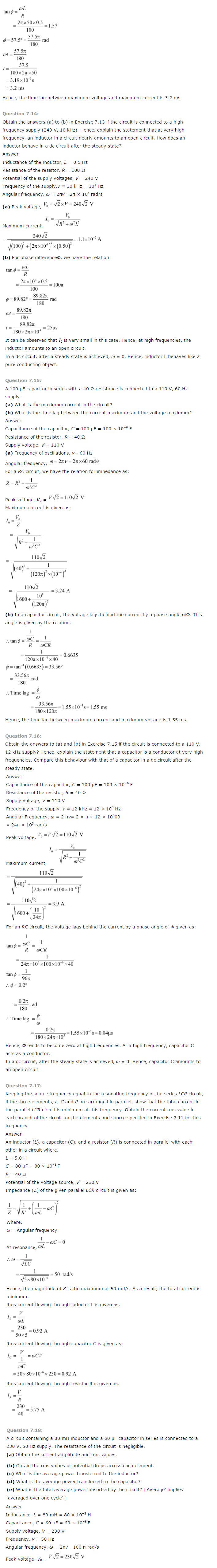 NCERT Class 12th Physics Solutions Chapter 7 Alternating Current 3