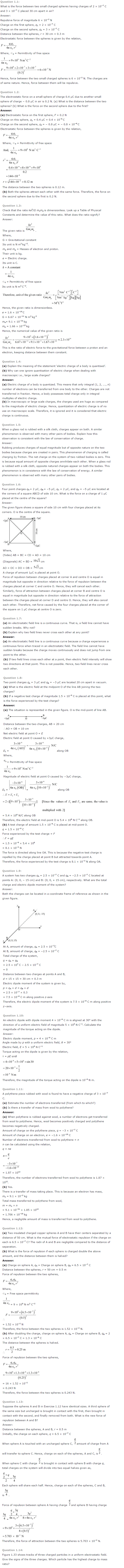 NCERT Solutions For Class 12 Physics Chapter 1 Electric Charges And Fields 1