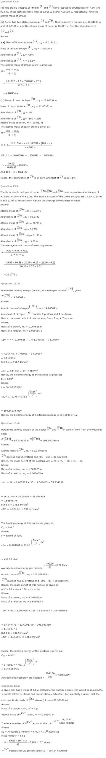 NCERT Solutions For Class 12 Physics Chapter 13 Nuclei 1