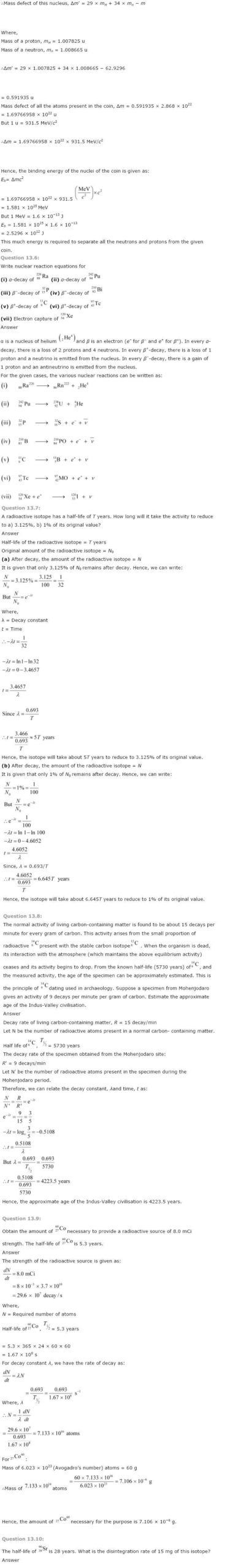 NCERT Solutions For Class 12 Physics Chapter 13 Nuclei 2