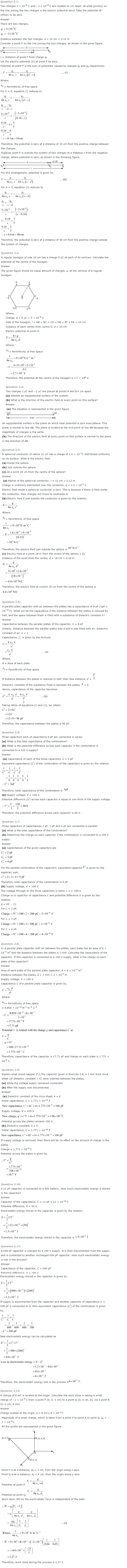 NCERT Solutions For Class 12 Physics Chapter 2 Electrostatic Potential and Capacitance 1