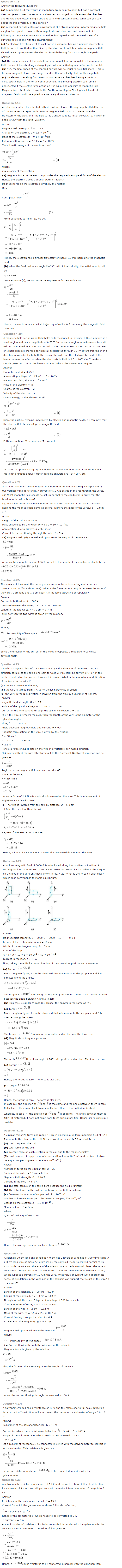 NCERT Solutions For Class 12 Physics Chapter 4 Moving Charges and Magnetism 2