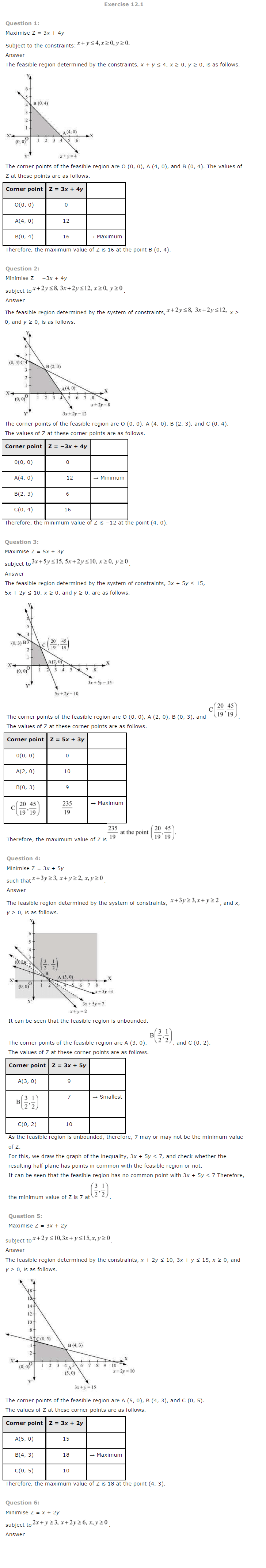 NCERT Solutions for Class 12 Maths Chapter 12 Linear Programming 1