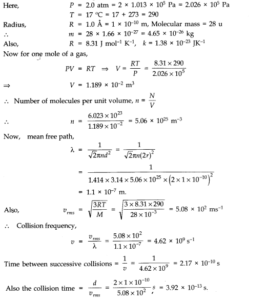 NCERT Solutions for Class 11 Physics Chapter 13 Kinetic Theory Q10